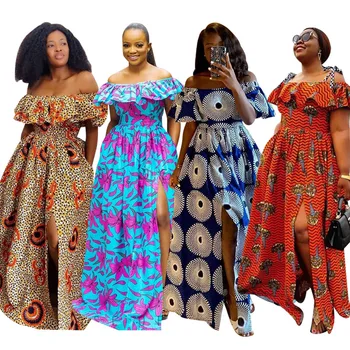 2021 Naują Atvykimo Tradicinių Dashiki Afrikos Suknelės Moterų Plius Dydis Moterų Didelės Swing Tipo Suknelė
