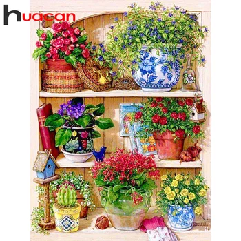 Huacan kvadratiniu&Apvalus Deimantas Tapybos Gėlių 5d 