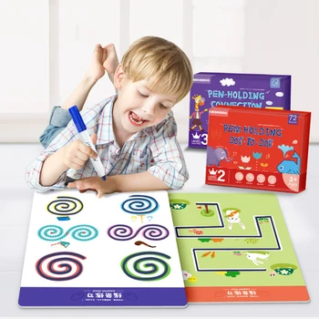 72Page Montessori Pen Ryšį Kontrolės Mokymas, Rašymo, Švietimo, Vaikams, Žaislai, Piešimo Rinkinys taškas Į Taškas Praktika Mokymo priemonių
