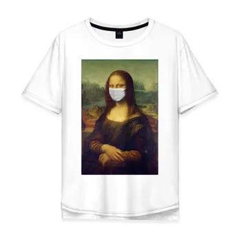 Vyriški T-shirt medvilnės negabaritinių Mona Lisa medicinos kaukė
