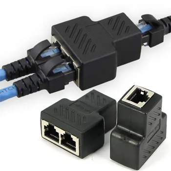 1pc 1 Iki 2 Būdais LAN Ethernet Tinklo Kabelis RJ45 Female Splitter Jungties Adapteris Extender Prijungti Deguonies Nemokamai Vario Vielos