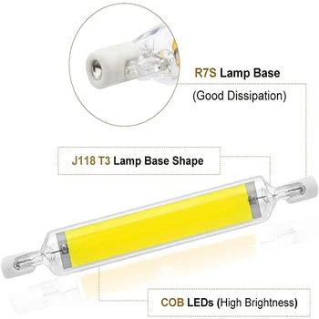 R7S LED Lemputės 78mm 15W 20W Stiklinis Vamzdelis, 25W Didelis Galingas 118mm 30W 40W 50W COB Dėmesio Pakeisti Halogeninės Lempos, 110V, 220V