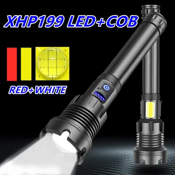 400000 LM COB XHP199 Didelis Galingas LED žibintuvėlis fakelas usb Įkrovimo 18650 26650 žibintuvėlis XHP90 XHP70 XHP50 Žibinto lemputė