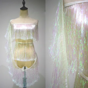 Fringe papuošalai pakraštyje sijonas drabužių priedai audinio iliuzija lazerio gradientas lotynų šokių eilės barzda nėriniai