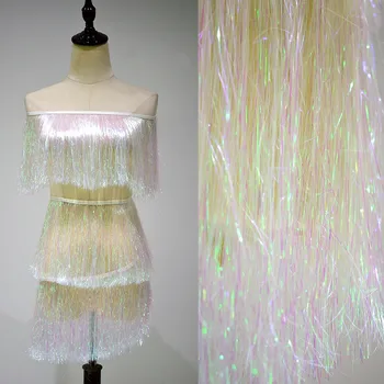 Fringe papuošalai pakraštyje sijonas drabužių priedai audinio iliuzija lazerio gradientas lotynų šokių eilės barzda nėriniai