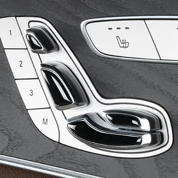 8PCS Juoda Auto Automobilio Duris Sėdynės Reguliuoti Mygtuką Perjungti Padengti Lipdukas Apdaila Mercedes Benz E C GLC Cl W213 W205 X253