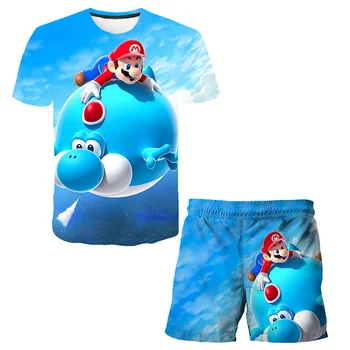 Vaikų Animacija Super Mario Kostiumas 3d Spausdinimo Animacinį Personažą T-shirt Vasaros Mados Atsitiktinis Juokinga Drabužių Dovana