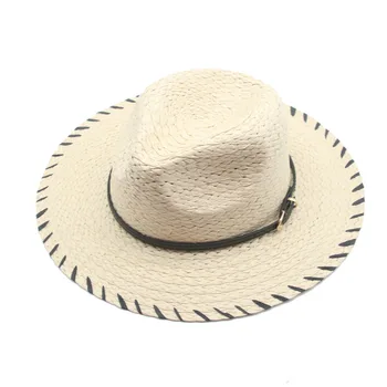 Moterų skrybėlės vasaros, pavasario plati kraštų kietas natrual rafija diržo gėlių elegantiškas šiaudines skrybėles moterų paplūdimio apsauga nuo saulės, chaki saulės skrybėlės