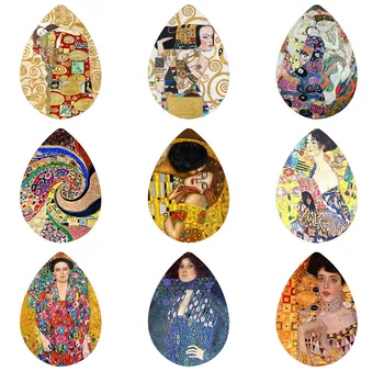 Yolprtty 5pcs18*25mm Madinga Gustav Klimt Meno Paveikslai Rankų darbo Nuotraukų Stiklo Lašas Stiliaus Cabochons Papuošalai, Aksesuarai