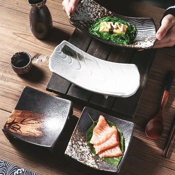 Japonų Suši plokštė keramikos vaisių užkandis Patiekalas kūrybos virtuvės konditerijos plokštė ranka-dažytos ilgai sashimi plokštė vakarienės stalo