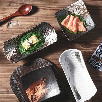 Japonų Suši plokštė keramikos vaisių užkandis Patiekalas kūrybos virtuvės konditerijos plokštė ranka-dažytos ilgai sashimi plokštė vakarienės stalo