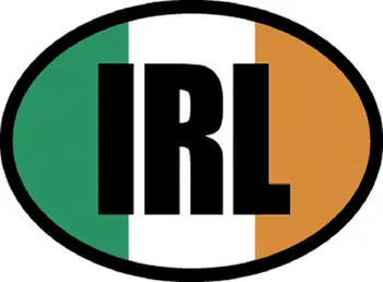 Airijos Vėliava su IRL Aprašymas Lipdukas - Originalus Kūrinys Vinilo Atspindinčiu didžiosios Britanijos Ovalo formos lipdukas, Decal