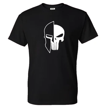 Sparta Šalmas Punisher Kietosios Spalvos Atspausdintas T-Shirt Vyrai Moterys Atsitiktinis Streetwear Mados Marškinėlius Madinga Marškinėliai Unisex Vatos Pagaliukai