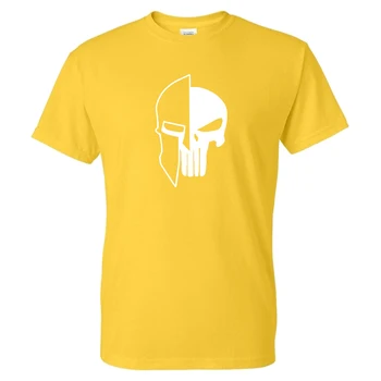 Sparta Šalmas Punisher Kietosios Spalvos Atspausdintas T-Shirt Vyrai Moterys Atsitiktinis Streetwear Mados Marškinėlius Madinga Marškinėliai Unisex Vatos Pagaliukai