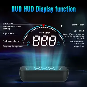 HUD OBD2 Head Up Display Auto Elektroninės Signalizacijos, Automobilių Spidometro Projektorius priekinio Stiklo greičio viršijimo Perspėjimo Sistema 