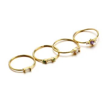 2020 M. Visiškai Cirkonio Auksą, Padengtą Moterų Žiedai Keturi Vnt Lucki Žavesio Vestuvinis Žiedas Prabanga Kubinių Zirconia Žiedas Rinkinys