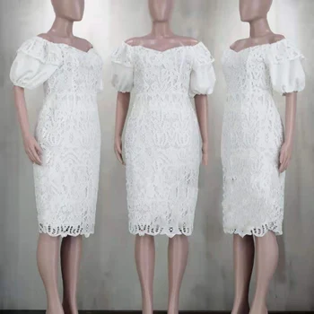 Naujas Stilius Klasikinis Dizainas Afrikos Dashiki Šalies Nėrinių Suknelė Lady Dydis M - XXL Didelis Medžiagų Atgal Užtrauktukas