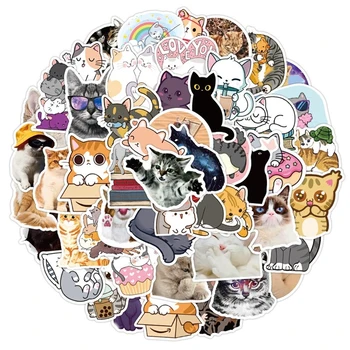 50Pcs Kawaii Naminių Kačių Lipdukai Animacinių filmų Vandeniui Lipdukas 