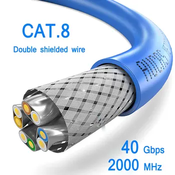 AUCAS Cat8 Ethernet Kabelis 40Gbps SFTP Super Greitis RJ45 Tinklo Lan Kabelį Maršrutizatorių, Nešiojamas Ethernet Laidas Laidas Linija