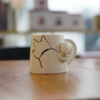 Cute Kačių, Šunų Triušio Uodega Keramikinis Puodelis Kūrybos Dovana Puodelis