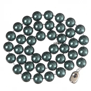 Giliai Žalia Perlų Žavesio Karoliai moterims Dovanos 10mm Apvali Shell Perlai Dirbtinis Karoliai 18inch Priėmimo Dizaino H838
