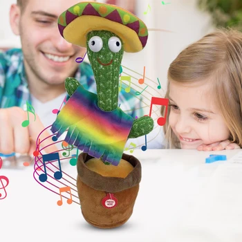 Šokių Kaktusas Elektros Muzikos Sukimo Pliušinis Lėlės Kūdikio Vaikai Kartu Žaislai, Šokti Ir Dainuoti Balso Interaktyvūs Žaislai Vaikams