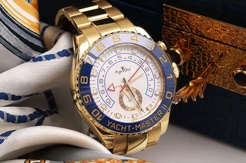 Klasikinis Naujas Vyrų Automatinis Mechaninis laikrodis GMT Šviesos Keraminiai Bezel Blue Sapphire Crystal Silver Rose Gold White Žiūrėti