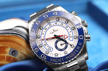 Klasikinis Naujas Vyrų Automatinis Mechaninis laikrodis GMT Šviesos Keraminiai Bezel Blue Sapphire Crystal Silver Rose Gold White Žiūrėti