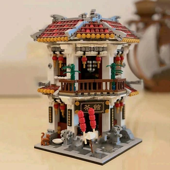 LOZ 1023 Senovės Kinijos Architektūros Chinatown Arbatos Parduotuvės, Miesto Gatvės 