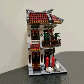 LOZ 1023 Senovės Kinijos Architektūros Chinatown Arbatos Parduotuvės, Miesto Gatvės 