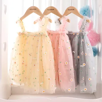 Kūdikių Drabužiai Princesė Suknelė Mergaitėms Bamblys Kūdikių Mergaičių Rankovių Saulėgrąžų Suspender Tiulio Princesė Dress meisjes kleding