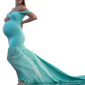 Motinystės Fotografija Suknelės Kietas Off Peties Motinystės Suknelės už Nuotrauką Šaudyti Ilgai Nėštumo Suknelė Moterims Drabužių