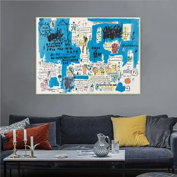 Jean-Michel Basquiat《Pasikėlimas》Gatvės Abstraktus, Grafiti, Drobė Meno Aliejaus Tapybos Kūrinys Nuotrauką Sienos Kabo Dekoro Namų Puošybai