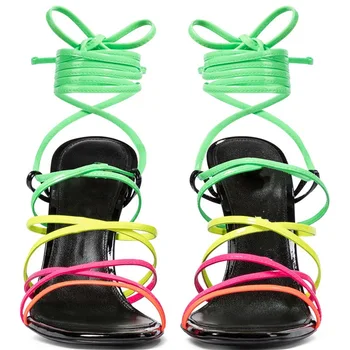 Vasaros naują stilių, spalvų atitikimo čiurnos dirželis atidaryti tne mados šou sandalai didelių moterų batai