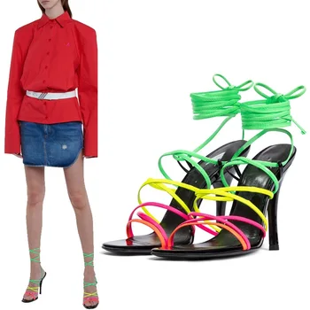 Vasaros naują stilių, spalvų atitikimo čiurnos dirželis atidaryti tne mados šou sandalai didelių moterų batai
