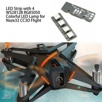 Nešiojamas Super Mini LED Juostos su 4 WS2812B RG85050 spalvotu LED Lempa Naze32 CC3D Skrydžio duomenų Valdytojas RC Drone