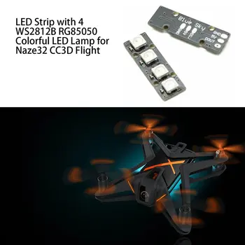 Nešiojamas Super Mini LED Juostos su 4 WS2812B RG85050 spalvotu LED Lempa Naze32 CC3D Skrydžio duomenų Valdytojas RC Drone