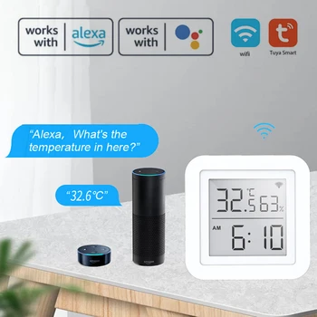 Tuya Smart gyvenimo WiFi Temperatūros Ir Drėgmės Jutiklis Patalpų Termometras Su Drėgmėmačiu LCD Ekranas Paramos Alexa 