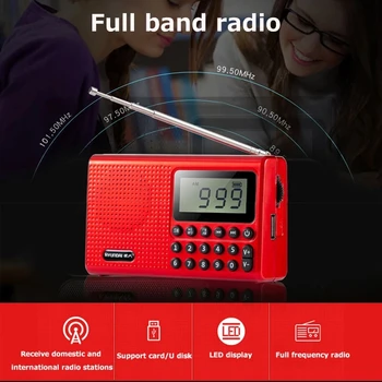 AM, FM, SW Visą Juostos Radijo Skaitmeninis Nešiojamas radijo LED HD ekranas Imtuvas Parama TF Kortelę U Disko su Nuimama Ličio Baterija