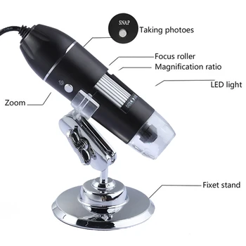 1600X 3 In 1 USB Mikroskopą, Kišeninis Nešiojamas Reguliuojamas Skaitmeniniu Mikroskopu Sąsaja elektroniniai Mikroskopai 8 Led Su Laikikliu
