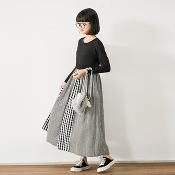 10 12 metų Mergaitėms ilgomis Rankovėmis Pledas Suknelė Japonų stiliaus Paauglių Mergaičių Drabužius 2021 Naujas