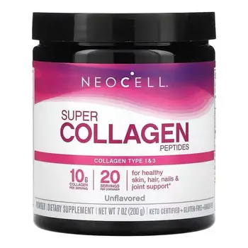 NeoCell Super Kolagenas, Kolageno milteliai hidrolizuotas kolageno peptidų milteliai 198g 1 butelis nuo raukšlių, balinimo