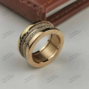 Aukštos kokybės ir nenutrinamas trys žiedai su pilna deimanto žiedas, tinka vyrams ir moterims su tos pačios poros rose gold