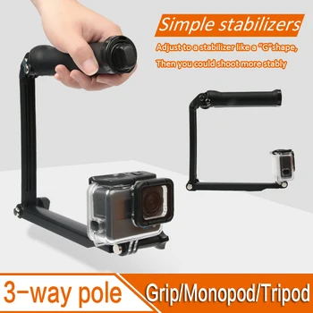 Nešiojamų 3 Būdas Danga Vandeniui Monopodzie Selfie Stick Sudedamas Trikojis Stovas GoPro Hero 8 7 6 5 Yi 4K Sjcam Eken Priedų