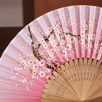 Modernaus Derliaus Bambuko Cherry Blossom Spausdinti Sulankstomas Kišeninis Vasaros Mergaičių Šokių Japonų stiliaus gerbėjas Stiprus, patvarus, skirtas kasdieniam naudojimui