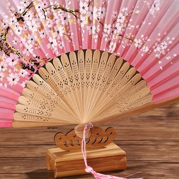 Modernaus Derliaus Bambuko Cherry Blossom Spausdinti Sulankstomas Kišeninis Vasaros Mergaičių Šokių Japonų stiliaus gerbėjas Stiprus, patvarus, skirtas kasdieniam naudojimui