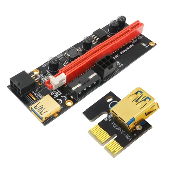 Nauja PCI-E pcie Riser 009 Express 1X 4x 8x 16x Extender PCI-E USB Stove 009S Dual GPU 6Pin SATA Adapterio plokštę 15pin už BTC Kasyba
