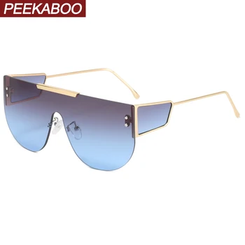 Peekaboo vienas gabalas taškus akiniai vyrams derliaus didelis rėmas aukso shield akiniai nuo saulės moterims mados gradientas objektyvas uv400
