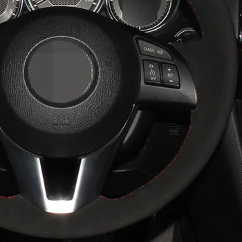 Automobilio Vairas, Padengti Minkštos Juodos natūralios Odos Zomšiniai Už Mazda 3 Axela 