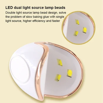 Mini K6 6W Nagų Lempa 30S Quick Dry UV LED Lempos Palieskite Mygtuką Atnaujinti Nagų Gelio Džiovinimo Lempą Tipas-C Įkrovimo Manikiūro Lempa